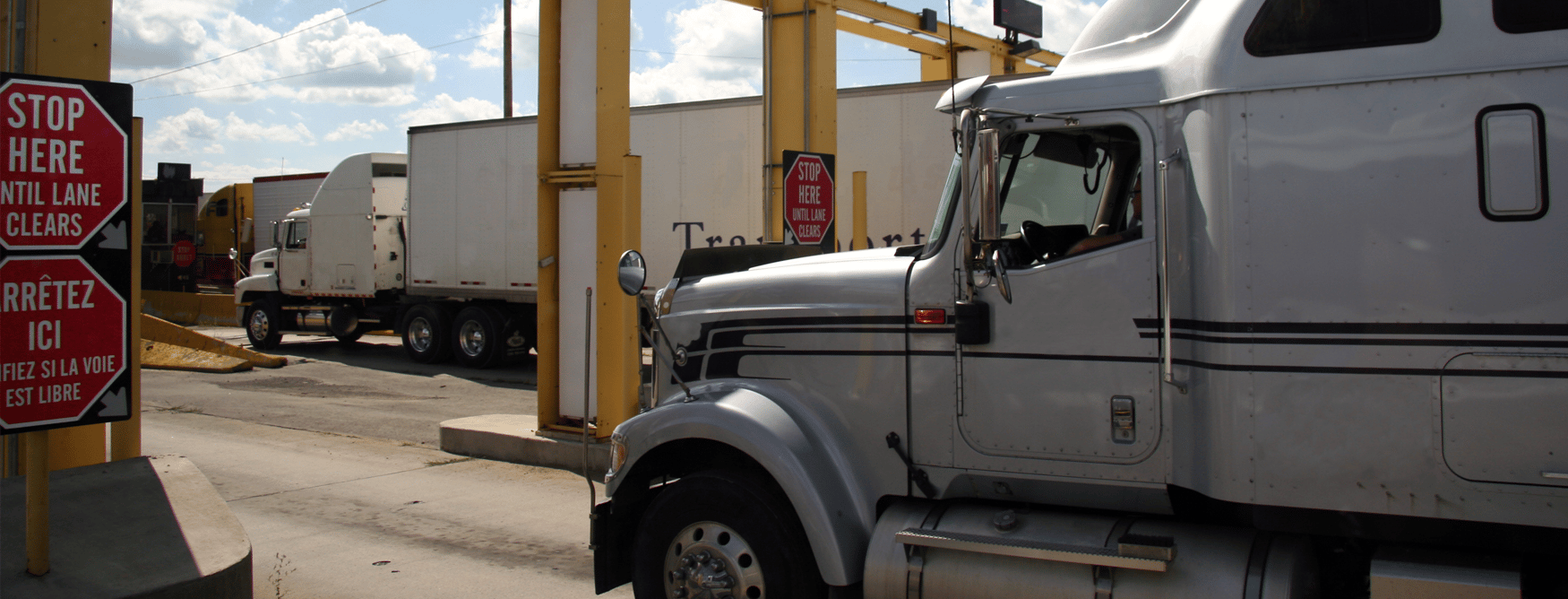 Trucks completing inspections